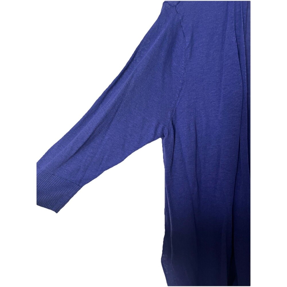 Chico’s Size Large (2) Linen Cardigan Open Front Blue Layering Lightweight - Picture 4 of 7